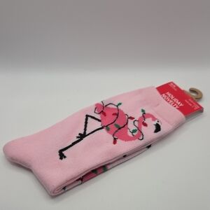 Christmas Holiday Pink Flamingo Holiday Socks